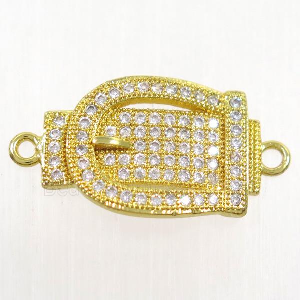 copper buckle connector paved zircon, gold plated