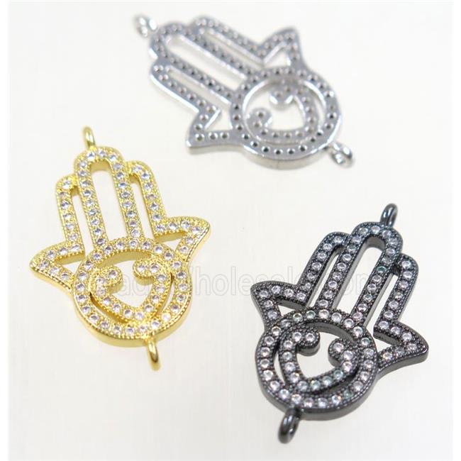copper hamsahand connector paved zircon, mix color
