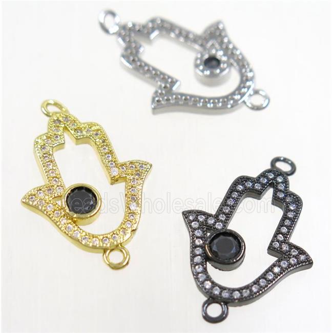 copper hamsahand connector paved zircon, mix color