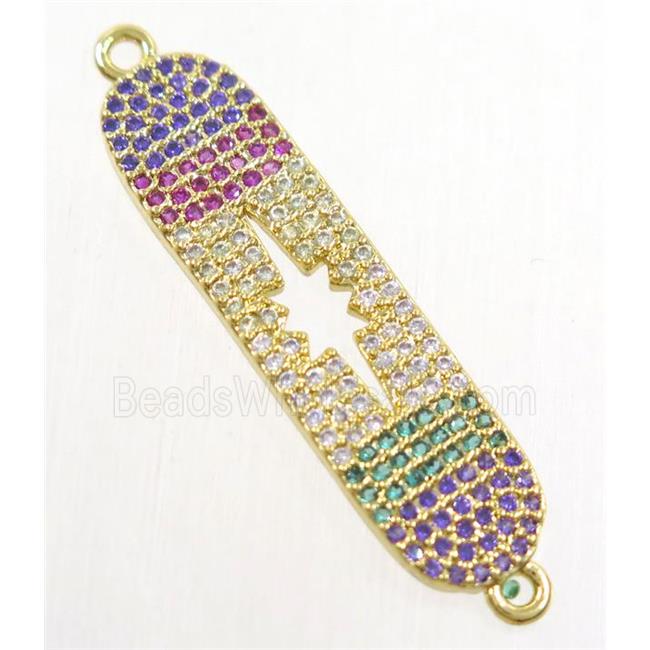 copper connector paved zircon, north star, gold plated