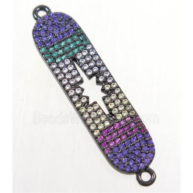 copper connector paved zircon, north star, black plated