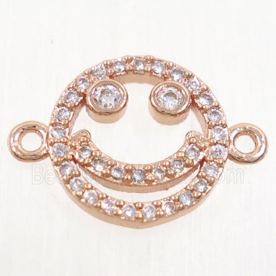 copper Emoji connector paved zircon, rose gold