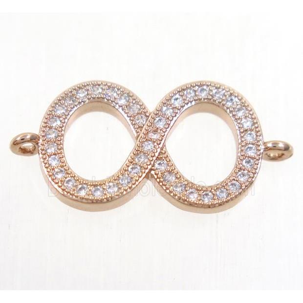 copper infinity connector paved zircon, rose gold