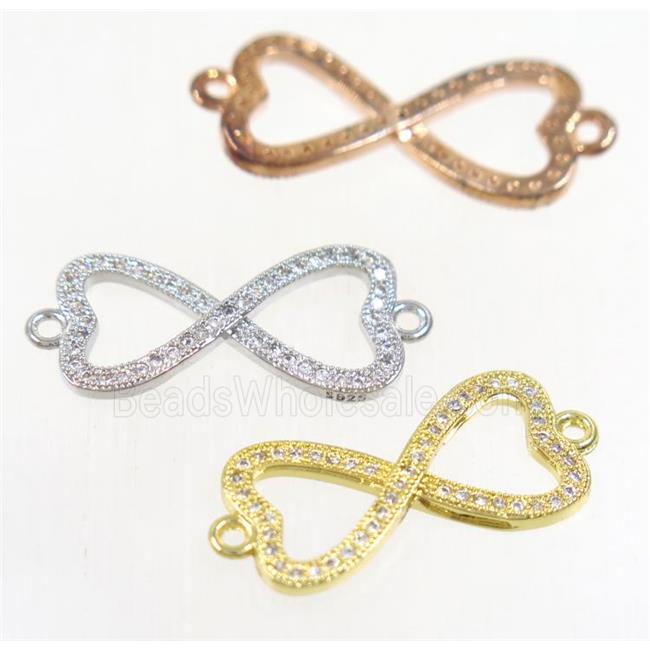 copper infinity connector paved zircon, mix color