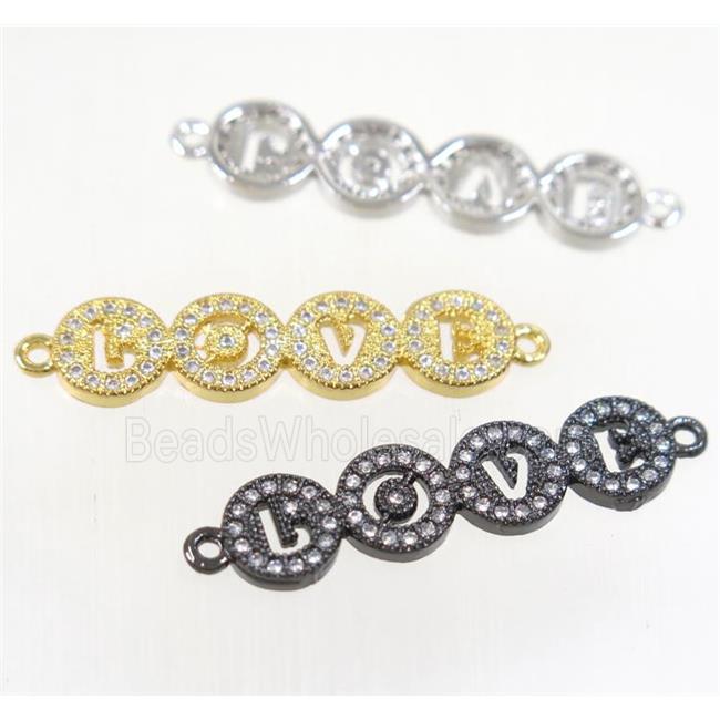 copper LOVE connector paved zircon, mix color
