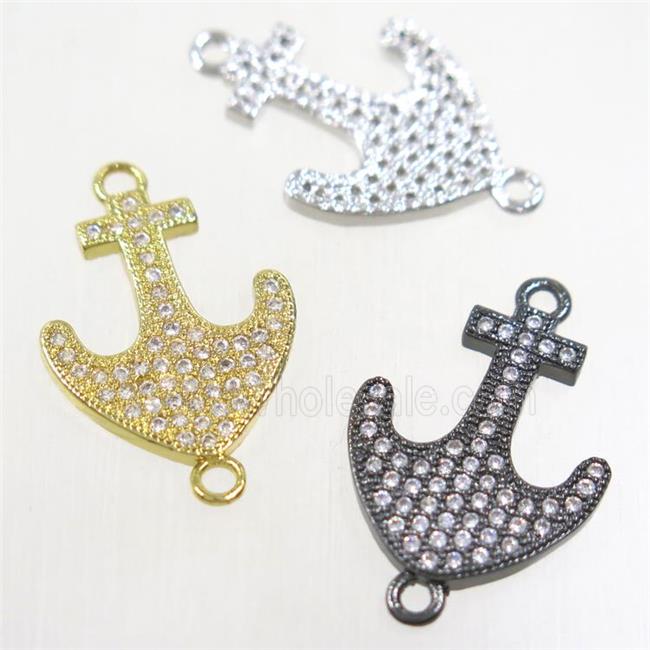 copper anchor connector paved zircon, mix color