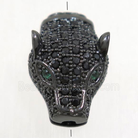 copper pantherhead beads paved zircon, black plated