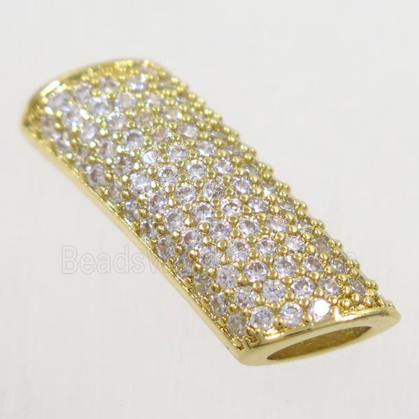 copper tube beads paved zircon, gold plated