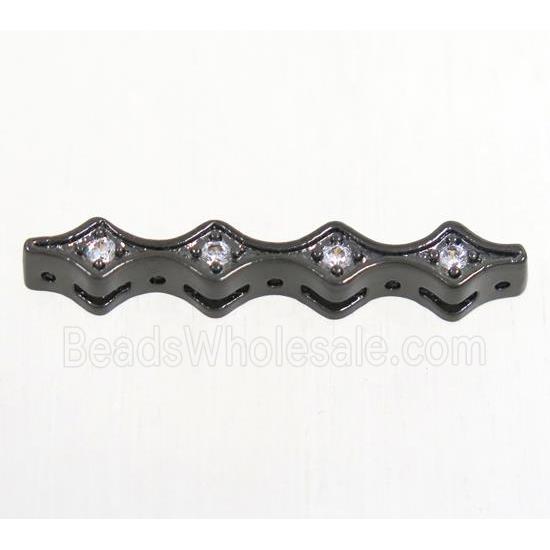 copper stick bead paved zircon, black plated