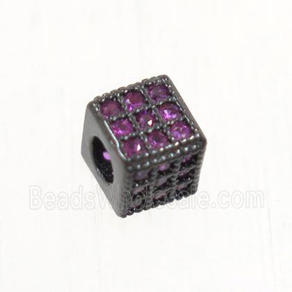 copper cube beads paved zircon, black plated