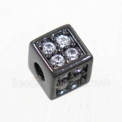 copper cube beads paved zircon, black plated
