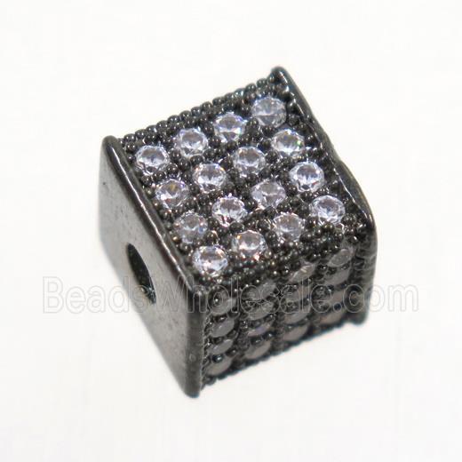 copper cube beads paved zircon, black plated