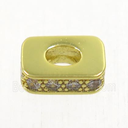 copper rectangle beads paved zircon, gold plated