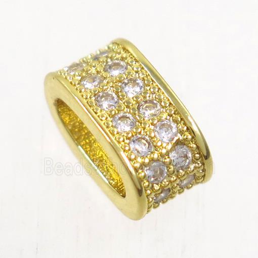 European style copper oval bead paved zircon, gold plated