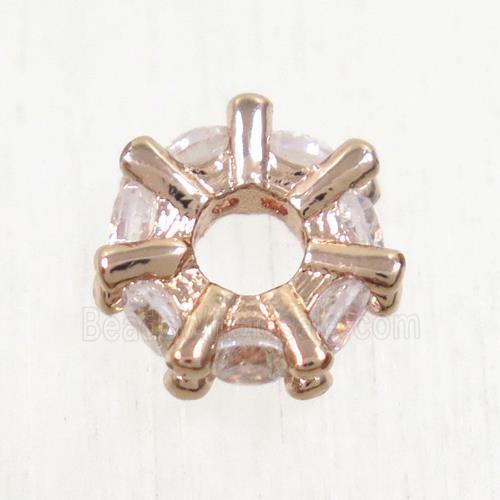 copper beads paved zircon, rose gold