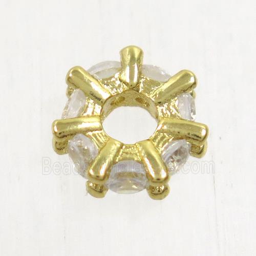 copper beads paved zircon, gold plated