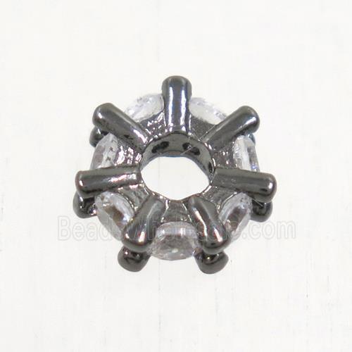 European style copper beads paved zircon, black plated