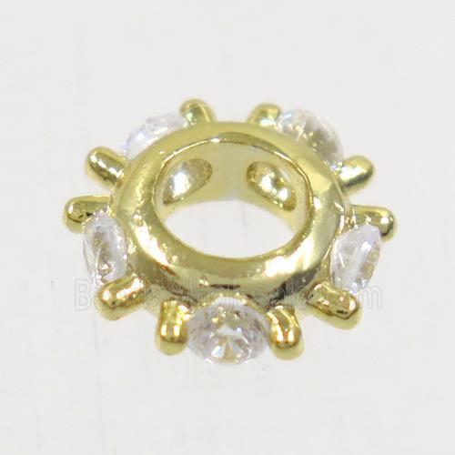 copper beads paved zircon, gold plated