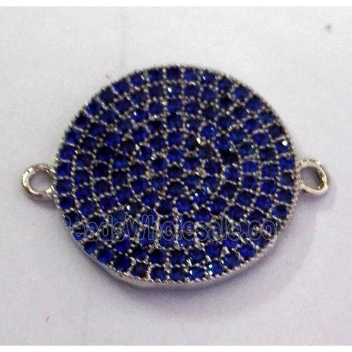 copper connector paved zircon, curving, platinum plated