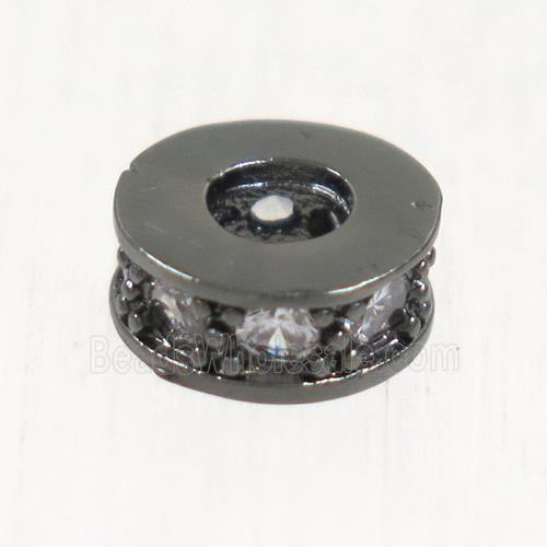 copper heishi beads paved zircon, black plated