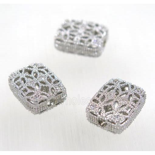 copper spacer bead paved zircon, rectangle