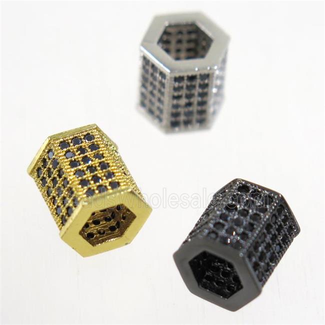 European style copper tube beads paved zircon, mix color