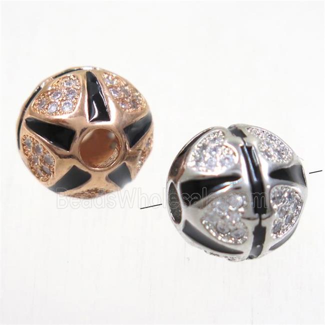 copper beads paved zircon, round, mix color