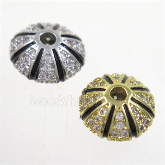 copper bead paved zircon, rondelle, mix color