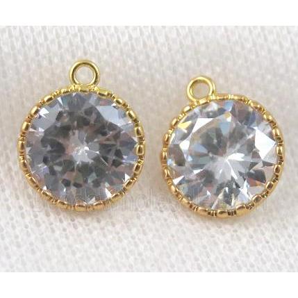 Cubic Zircon circle pendant, gold plated