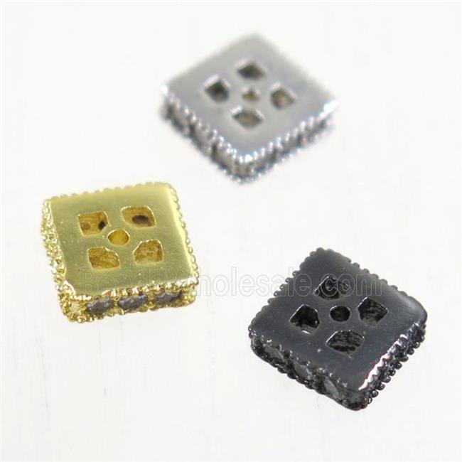 copper square beads paved zircon, mix color
