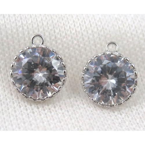 Cubic Zircon circle pendant, platinum plated