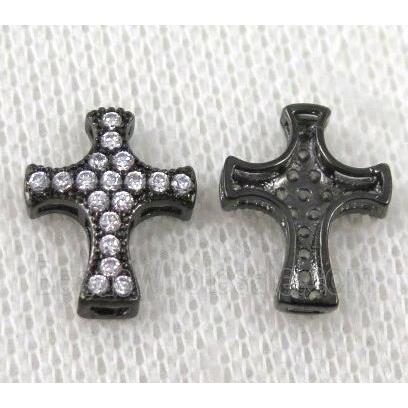 copper spacer bead paved zircon, cross