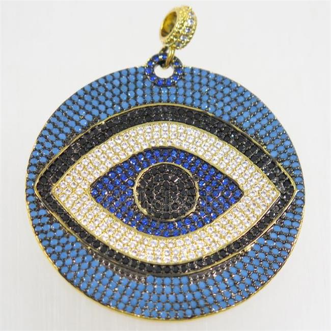 copper eye pendant paved zircon, gold plated