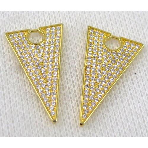 copper pendant paved zircon, gold plated
