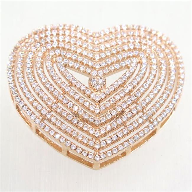 copper heart connector paved zircon, rose gold