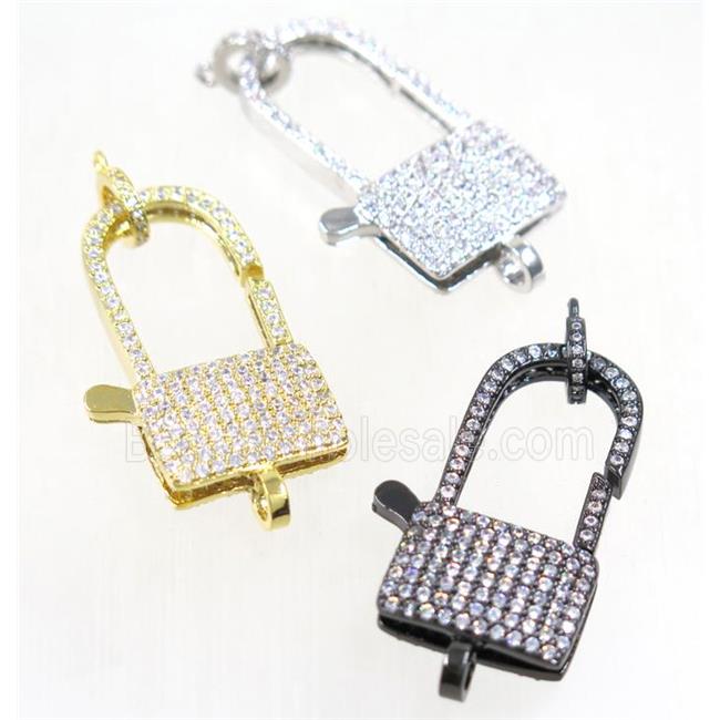 copper Lobster Clasp paved zircon, mix color