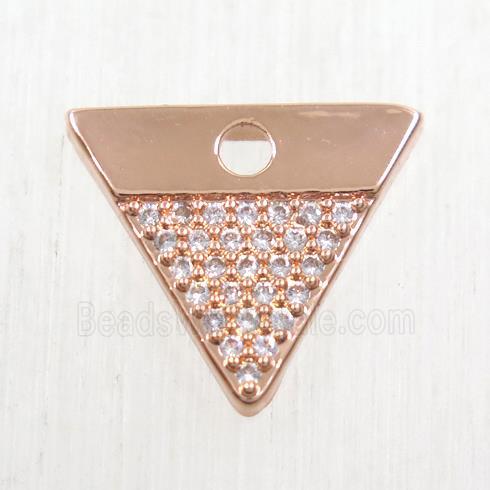 copper triangle pendant paved zircon, rose gold
