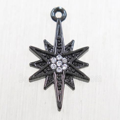 copper northstar pendant paved zircon, black plated