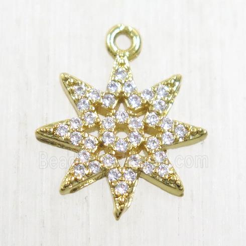 copper star pendant paved zircon, gold plated