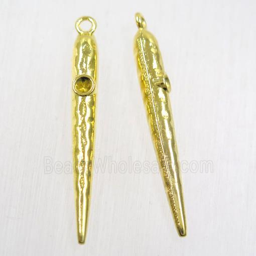 copper bullet pendant, gold plated