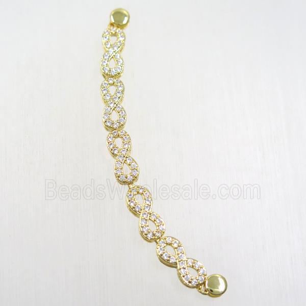 copper connector paved zircon, gold plated