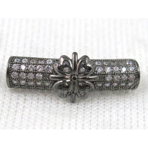 copper bracelet bar pave zircon, black plated