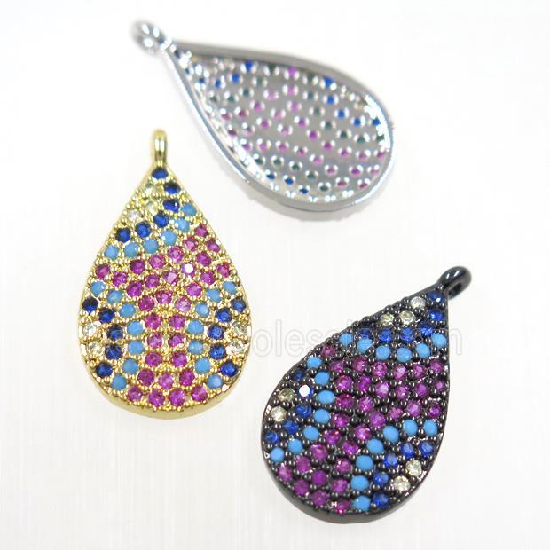copper teardrop pendant paved zircon, mix color