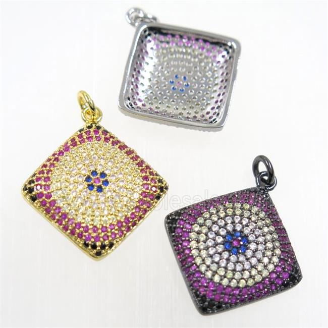 copper square pendant paved zircon, mix color
