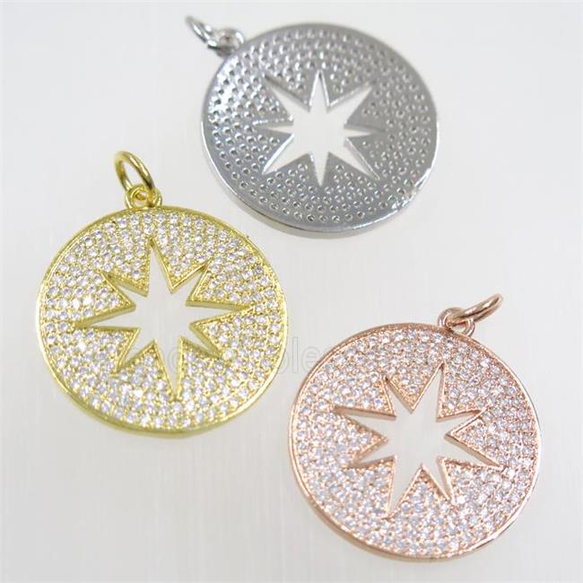 copper button northStar pendant paved zircon, mix color