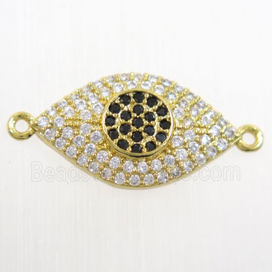 copper eye connector paved zircon, gold plated