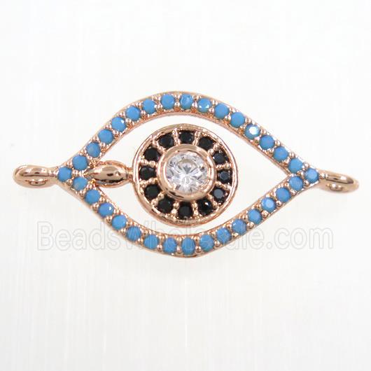 copper eye connector paved zircon, rose gold