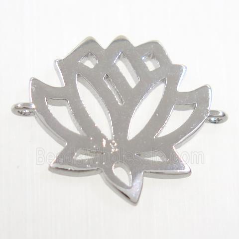 copper lotus flower connector, platinum plated