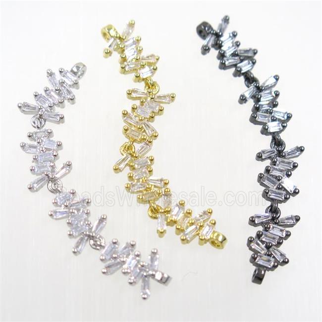 copper connector paved zircon, mixed color
