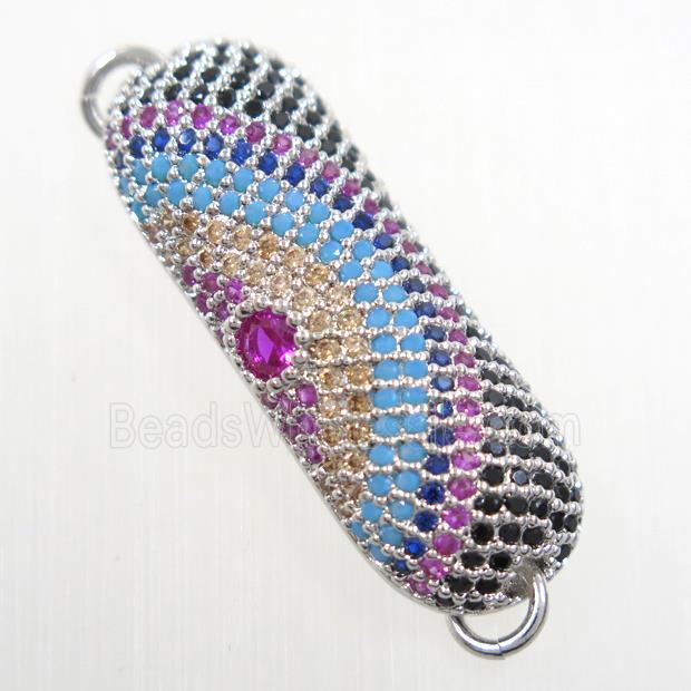 copper connector paved zircon, platinum plated